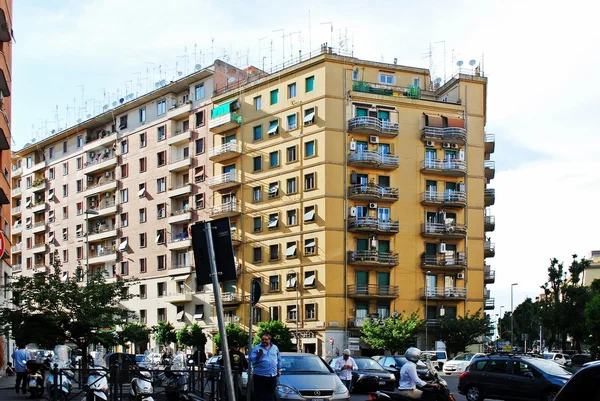 Rome city antenna forest on the roof on May 30, 2014