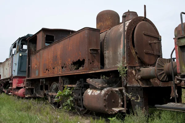 Abandoned train on railway