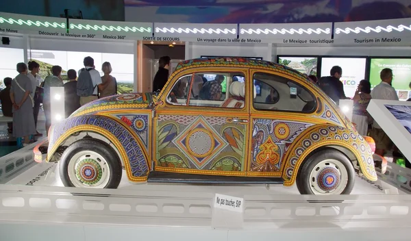 Exhibition and virtual visit on Mexico. Paris, the Parc de la Villette (France). from 4 to 22 July 2015. Here, the Vochol, a car coated beads glued