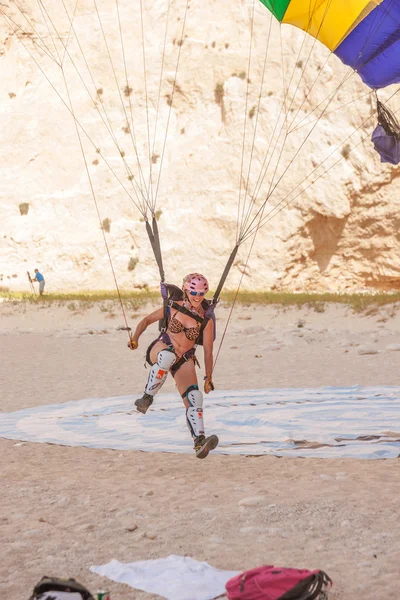 Base jump in shipwreck beach of Zakynthos island