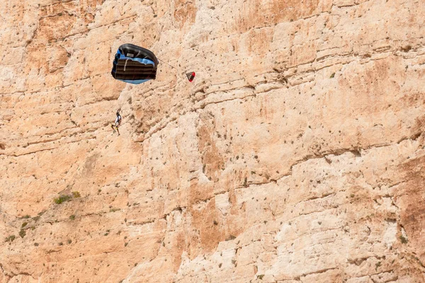 Base jump in shipwreck beach of Zakynthos island