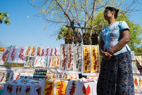 Selling sand paintings in Bagan, Myanmar