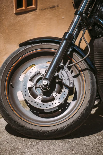 Motorcycle Front wheel close up