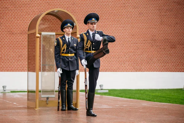 Post honor guard at the Eternal Flame in Moscow, Russia
