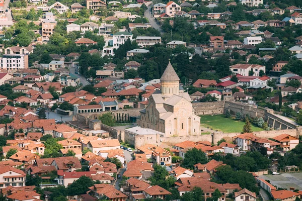 Mtskheta Georgia, Cityscape. Top View Of Svetitskhoveli Cathedral Of The Living Pillar,