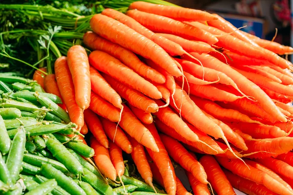 Fresh Vegetable Organic Green Beans And Orange Carrots