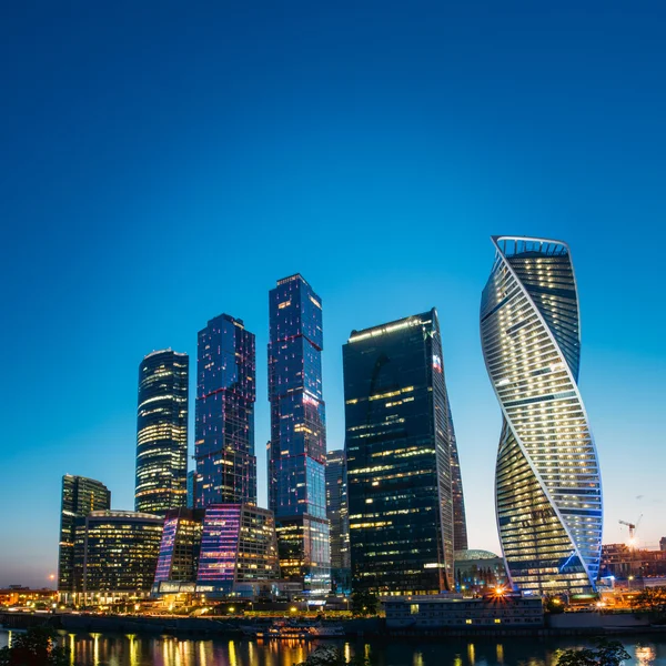 Buildings Of Moscow City Complex Of Skyscrapers At Evening In Mo