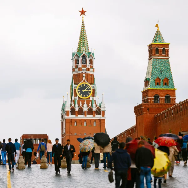People walking in Red Square in Moscow, Russia.
