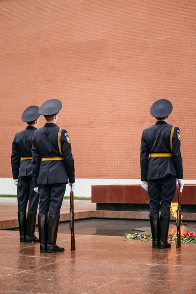 Post honor guard at the Eternal Flame in Moscow, Russia