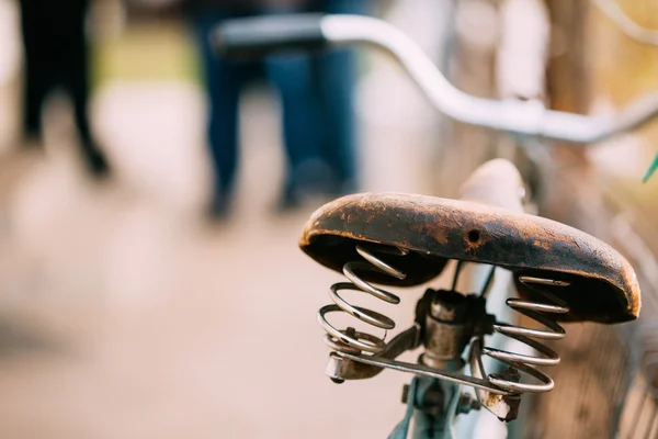 Close up vintage old bicycle seat