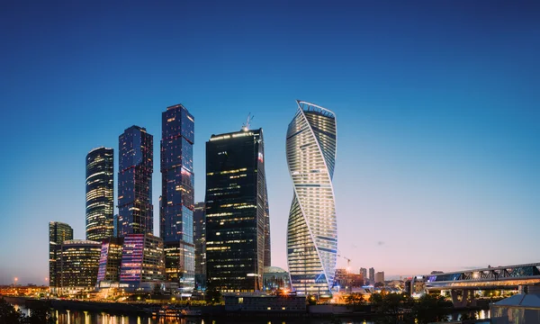 Buildings Of Moscow City Complex Of Skyscrapers At Evening  in n