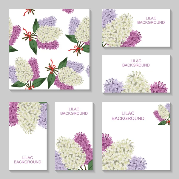 Lilac flowers bouquets background set