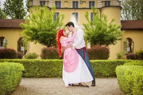 Couple Dancing in Beautiful Palace Garden