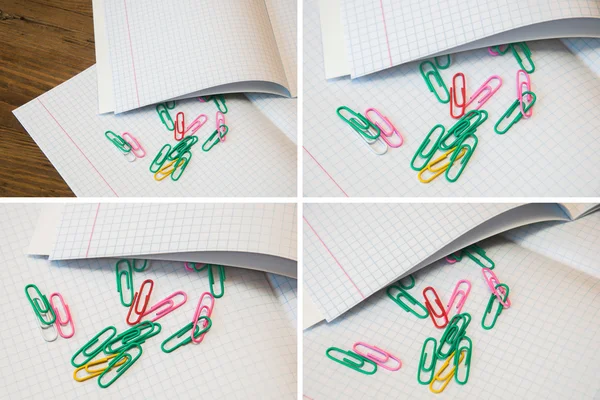Set paper clips and notebook sheet
