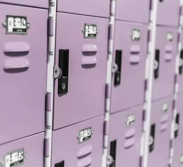 Row of Lockers. purple lockers detail