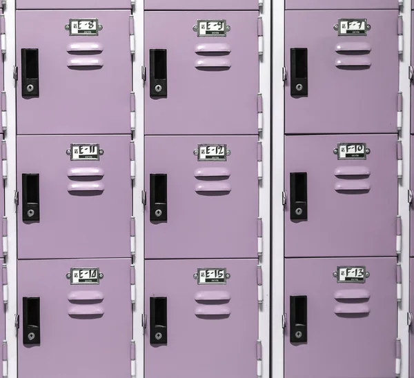 Row of Lockers. purple lockers detail