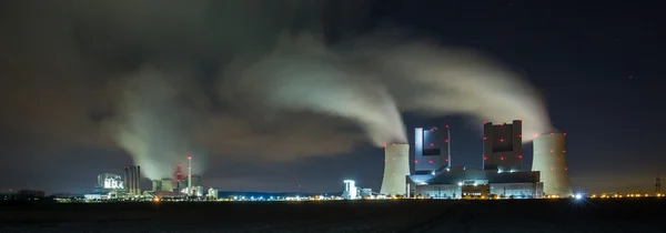 Coal power stations at night panorama