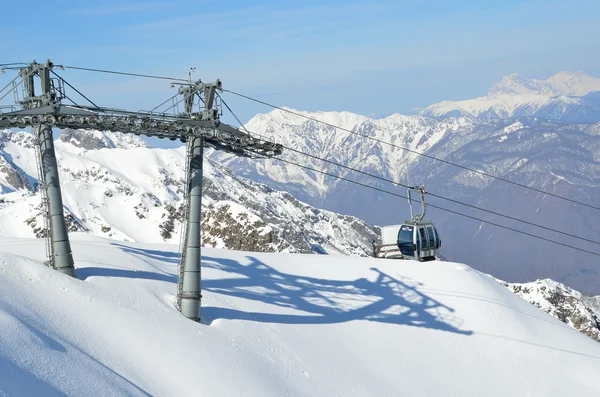 Sochi, Russia, February, 27, 2016,  the cable car on the slopes of the ski resort Rosa Khutor