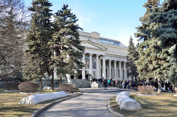 Moscow, Russia, March, 20, 2016. Russian scene: the line of people in the main building of the Museum of fine arts named after Pushkin