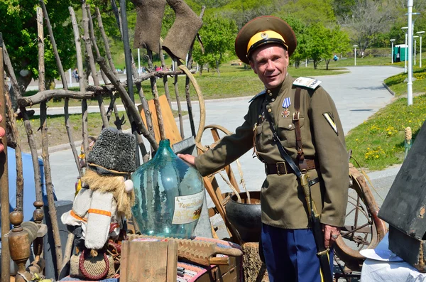 Vladivostok, Russia, May, 20, 2016. The Ussuri Cossack regiment representing the Cossack way of life in the Pacific international tourism exhibition