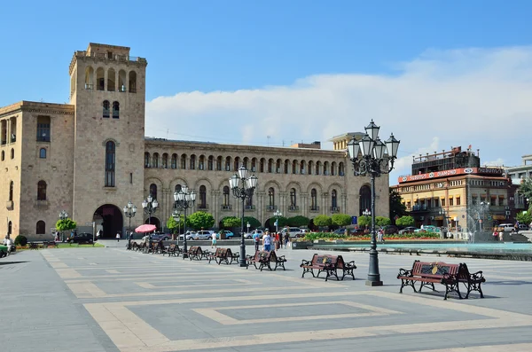 Yerevan, Armenia, September, 06, 2014. Armenian scene: People walking near   the building of the Ministry of foreign Affairs of Armenia