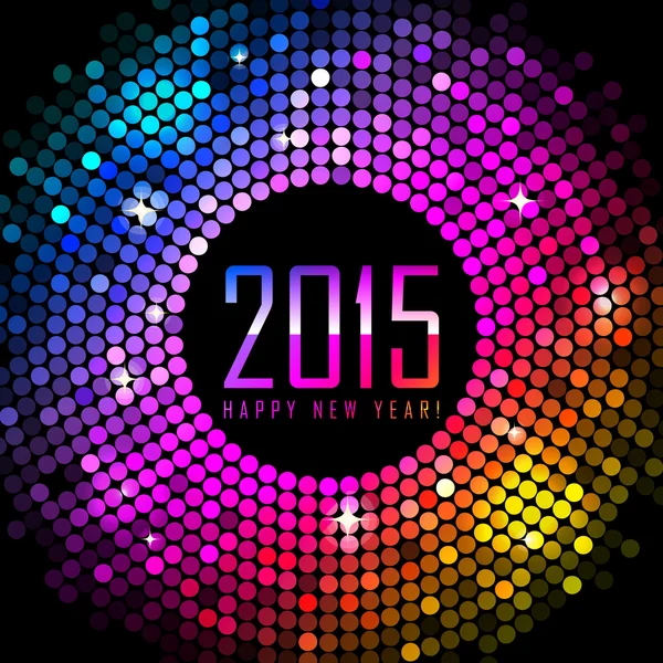 Vector 2015 Happy New Year background with colorful disco lights