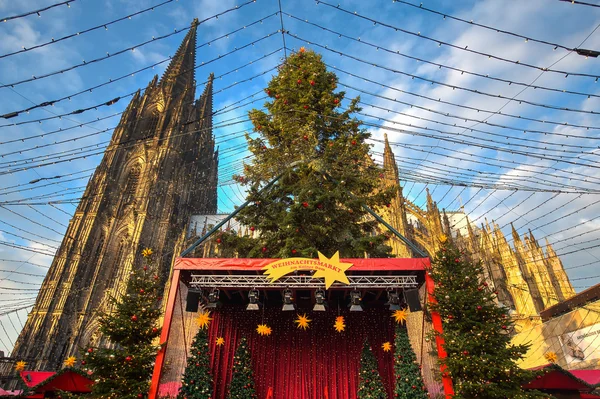 Christmas market near the Dom church in Cologne Germany