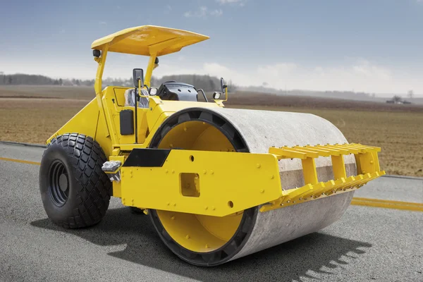 Roller compactor machine on the road