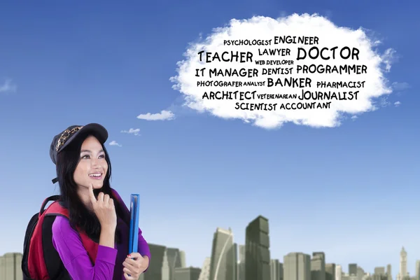 Asian schoolgirl think dream jobs