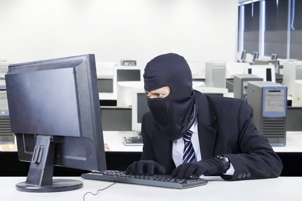 Male burglar steals data on computer
