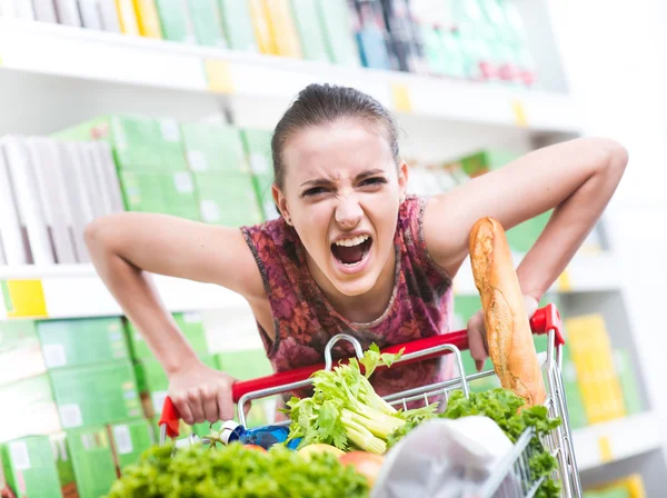 Angry customer at supermarket