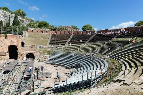 Ancient Greek Theater in Taormina at the island Sicily, Italy