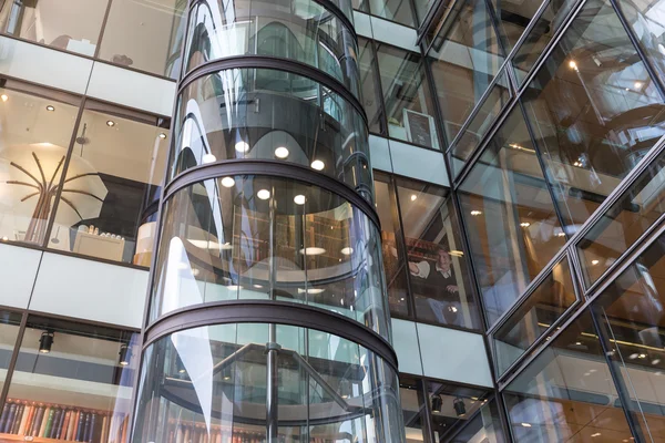 Glass elevator  in shopping mall \'Europassage\' in Hamburg, Germany