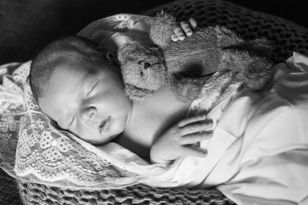 Sleeping newborn baby wrapped in a blanket