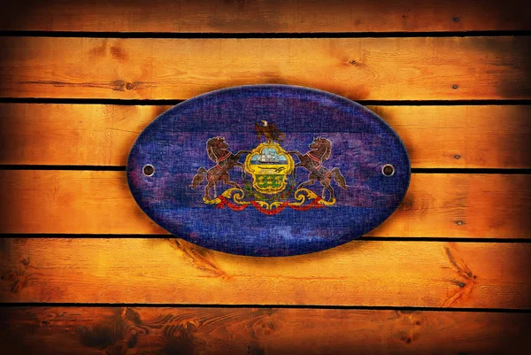 Wooden Pennsylvania flag.