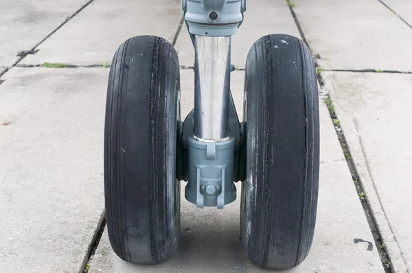 Front landing gear light aircraft on the ground
