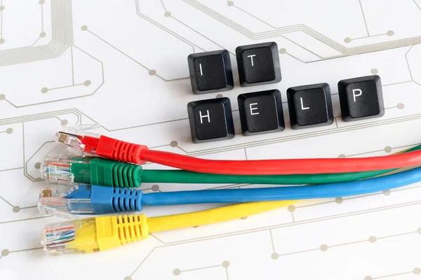 IT help desk assistance network cables circuit board background