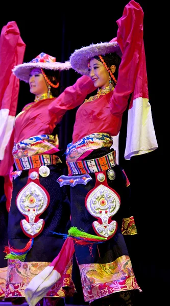 Chinese tibetan national dancers
