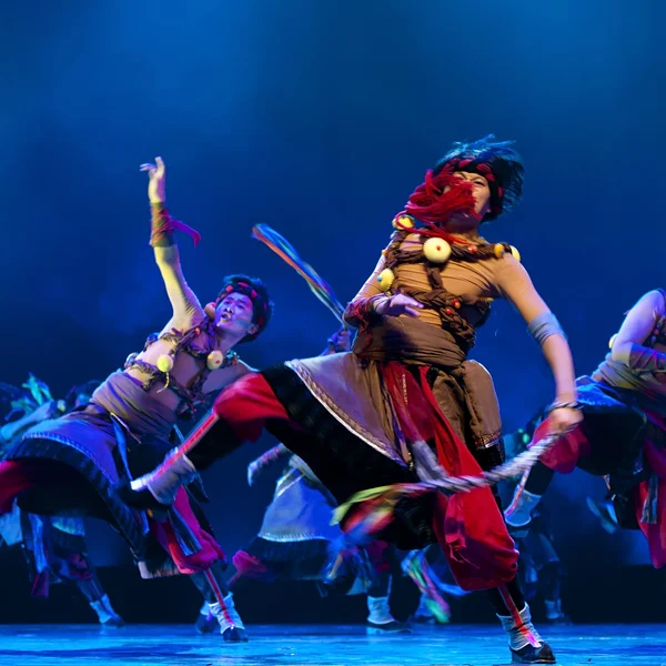 Chinese tibetan national dancers