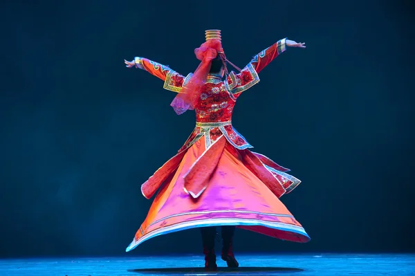 Pretty chinese tibetan dancing girl
