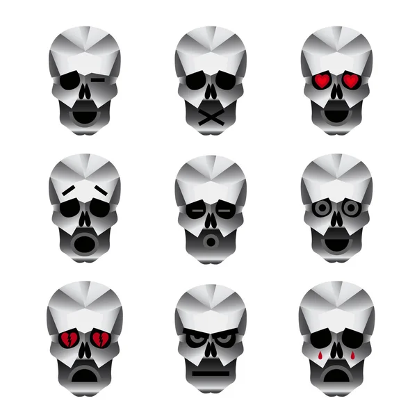 Happy skull emotion icons set
