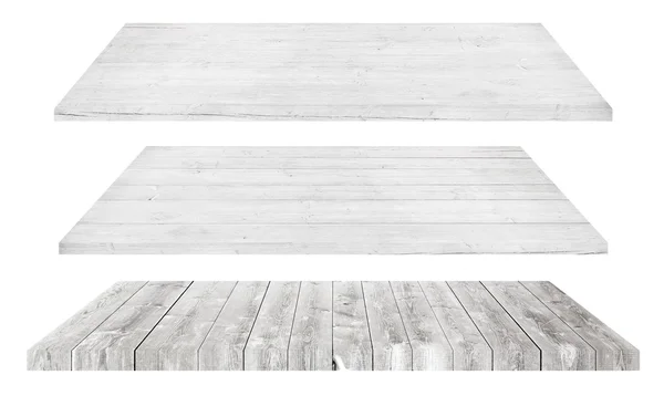 White wooden shelves or tabletop isolated on white