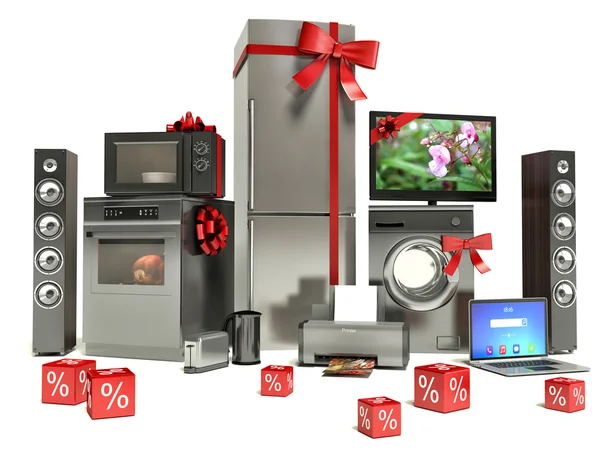 Home appliance with ribbons and discounts