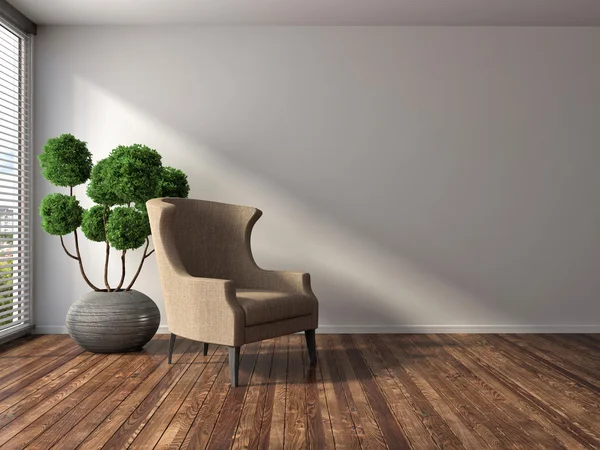 Interior with chair. 3d illustration