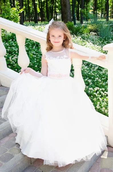 Adorable smiling little girl in princess dress