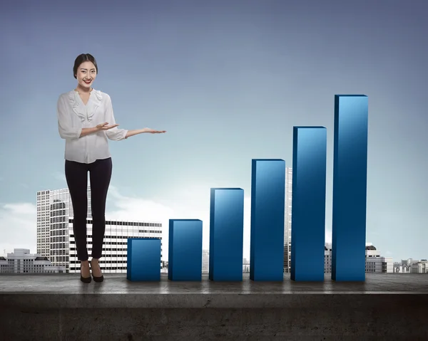 Businesswoman showing increased chart