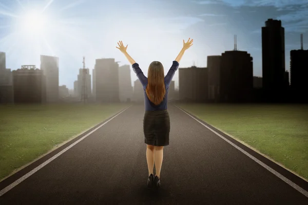 Businesswoman standing On  Road
