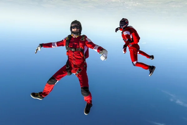 Parachutist build a figure in free fall