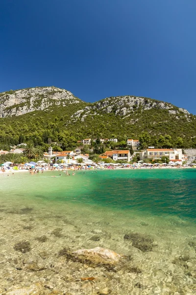Beach in Croatia, Klek resort near Bosnia and Hercegovina, vertical landscape