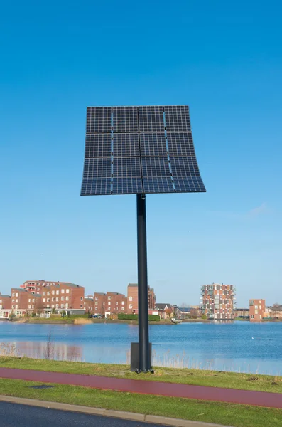 Solar panel at lakeside